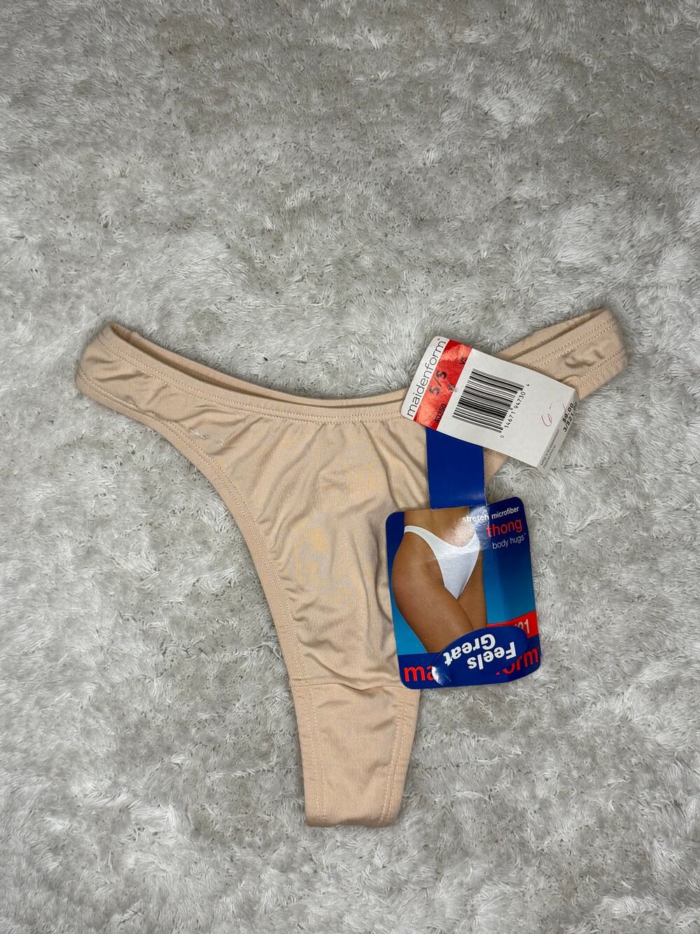 NWT Maidenform Nude Microfiber Thong Body Hugs Size 5 Small